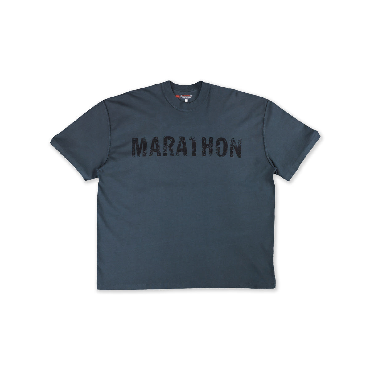Marathon Distressed T-Shirt - Cobalt/Black - Front