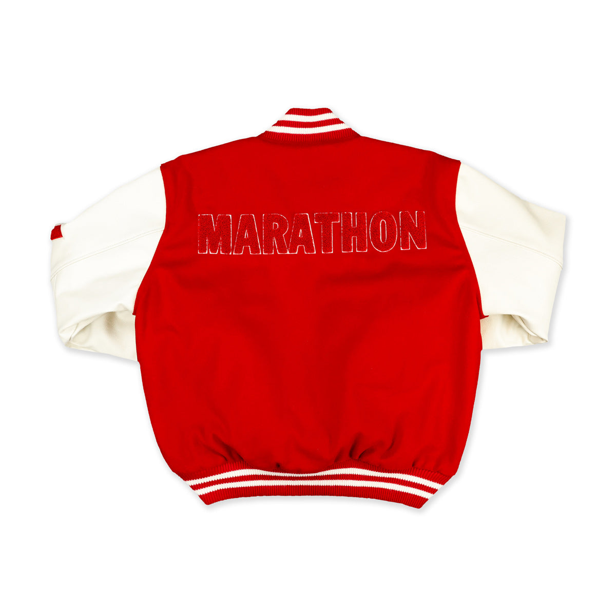The Marathon Clothing Marathon Letterman Jacket - Red - Back