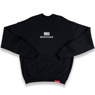 Marathon Modern Crewneck Sweatshirt - Black/White - Front