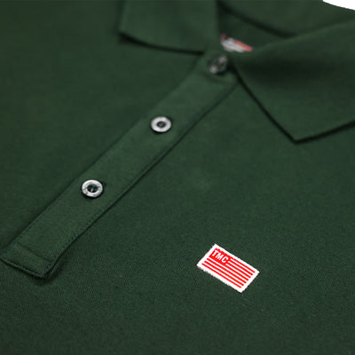 The Marathon Clothing TMC Flag (1 inch) Polo - Forest Green - Button Detail
