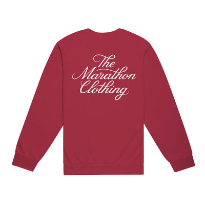 Marathon 3D Embroidered Stacked Script Crewneck - Crimson/White  - Back