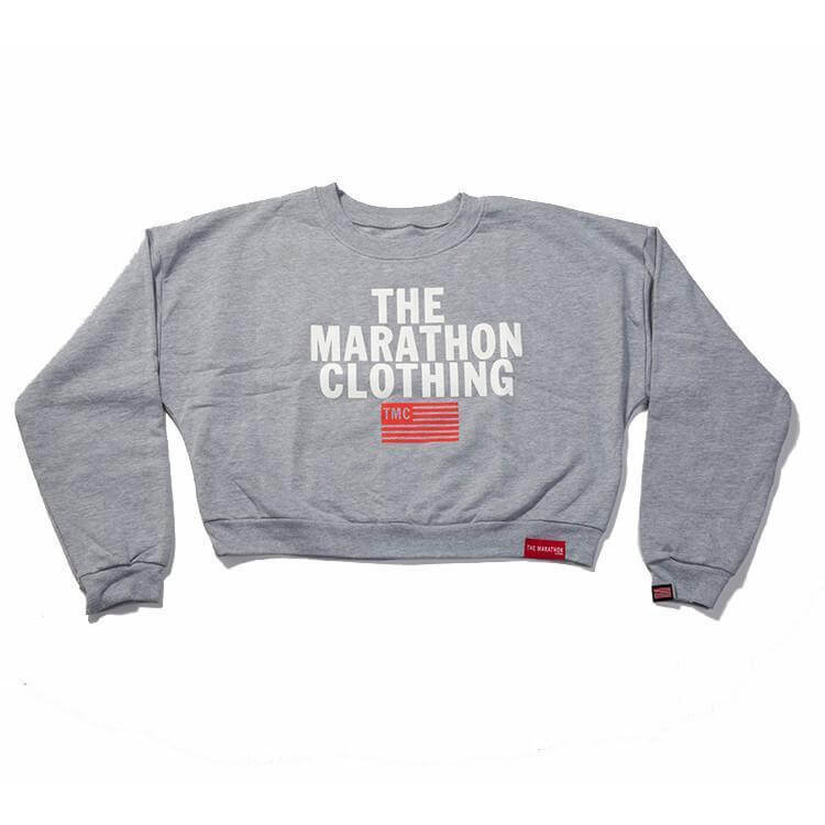 TMC Stacked Logo Croptop - Grey – The Marathon Clothing