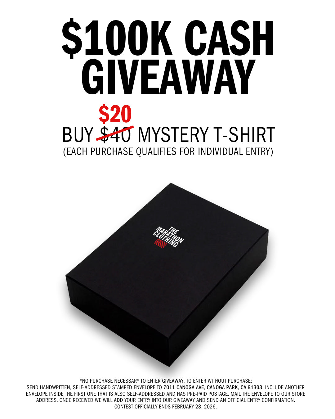 Enter to win The Marathon Clothing $100K Cash Giveaway