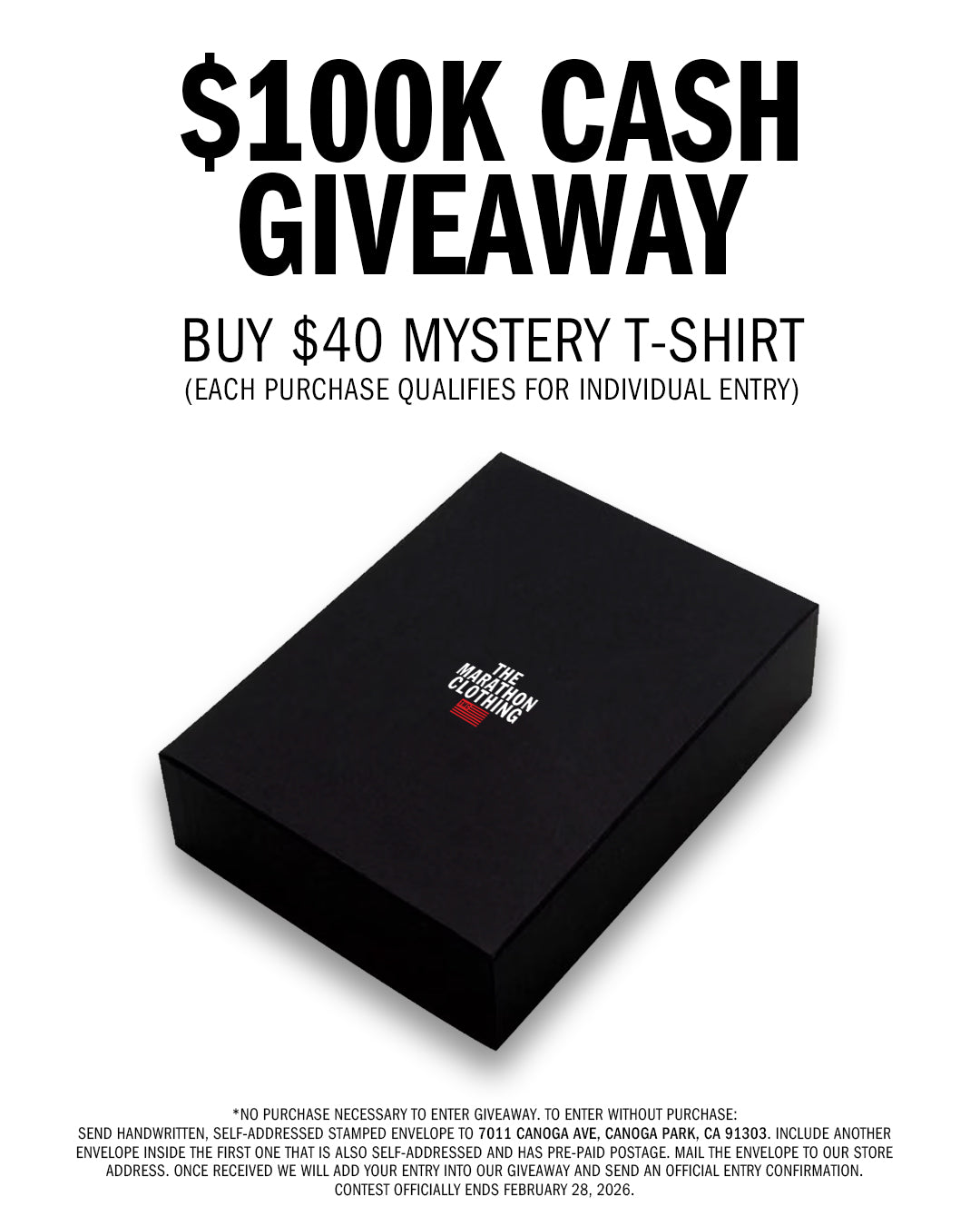 The Marathon Clothing $100K Cash Giveaway Mystery T-Shirt