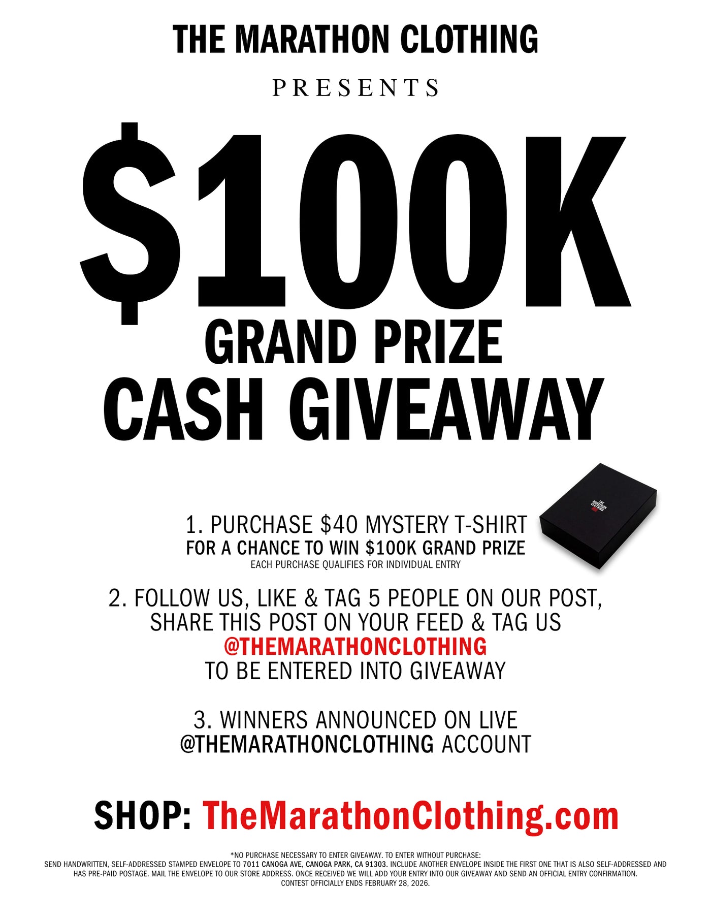 How to Enter The Marathon Clothing $100K Cash Giveaway.