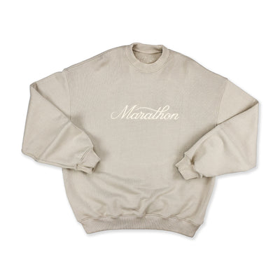 Marathon Classic Script 3D Crewneck - Light Mocha