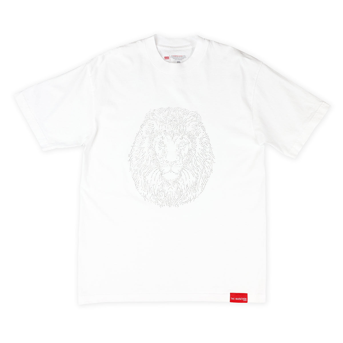 Vintage Lion Rhinestone T-Shirt - White - Front