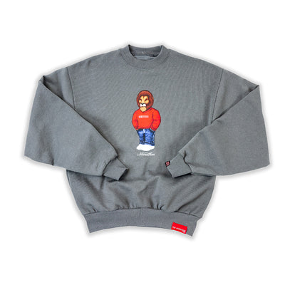 Leo The Marathon Lion (Marathon Crewneck) Crewneck - Slate Grey - Front