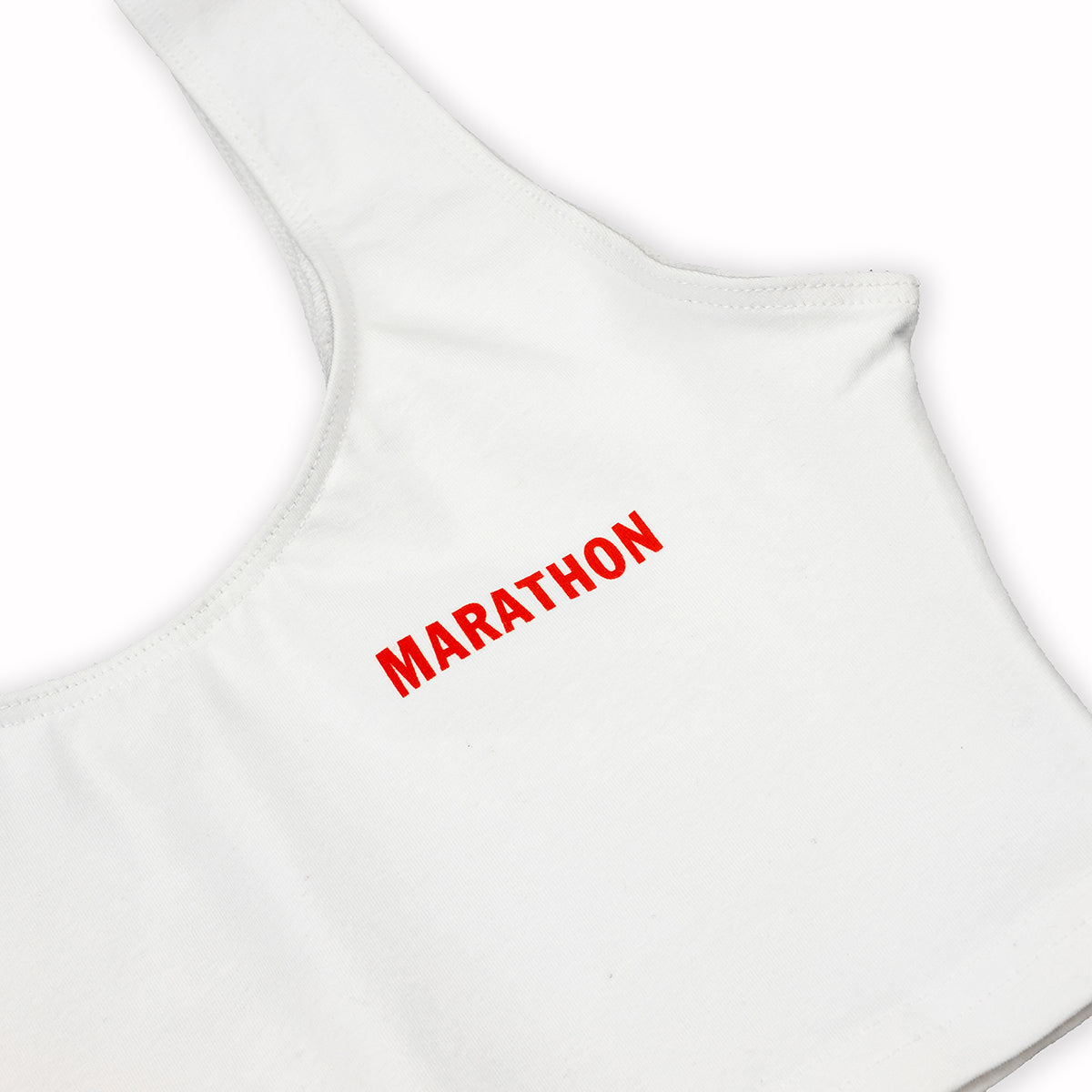 Marathon Womens Crop Tank - White / Red - Detail