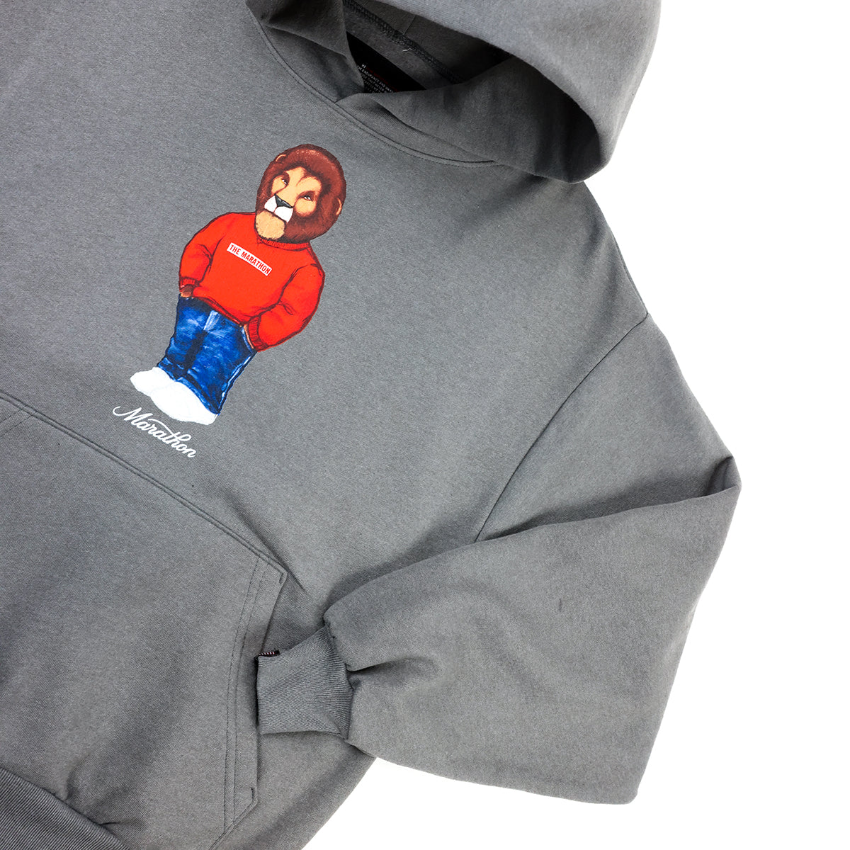 Leo The Marathon Lion (Marathon Crewneck) Hoodie - Slate Grey - Detail 1