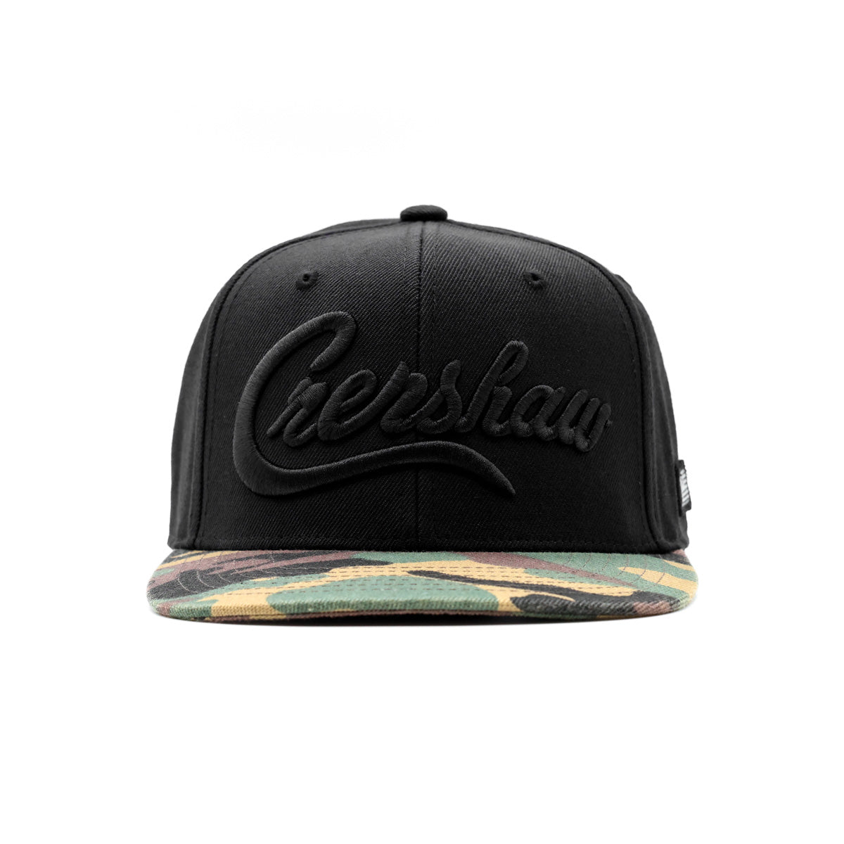 Crenshaw Limited Edition Snapback - Black/Black/Camo - Front