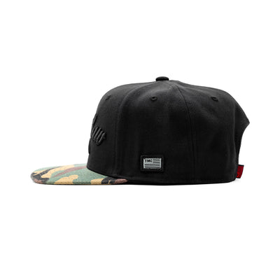 Crenshaw Limited Edition Snapback - Black/Black/Camo - Side