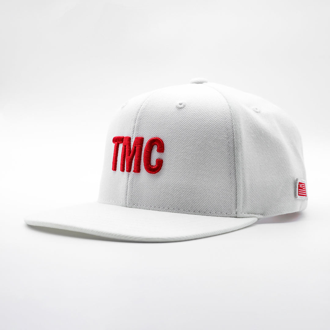 TMC Limited Edition Snapback - White/Red – The Marathon Clothing