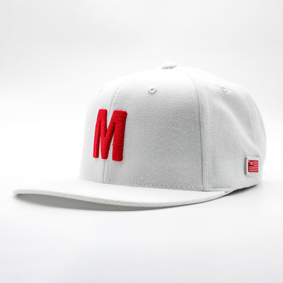 Big M Logo Limited Edition Snapback - White/Red - Angle