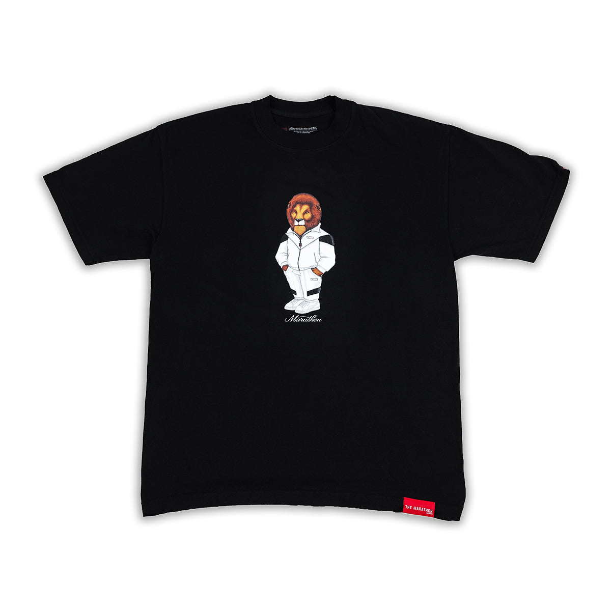 Leo The Marathon Lion (Tracksuit) T-Shirt - Black - Front