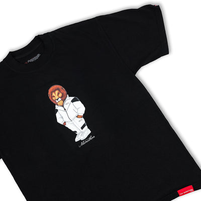 Leo The Marathon Lion (Tracksuit) T-Shirt - Black - Detail