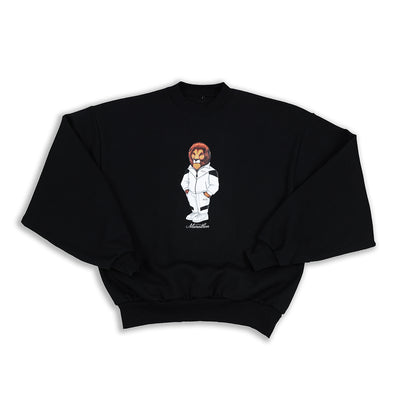 Leo The Marathon Lion (Tracksuit) Crewneck - Black - Front