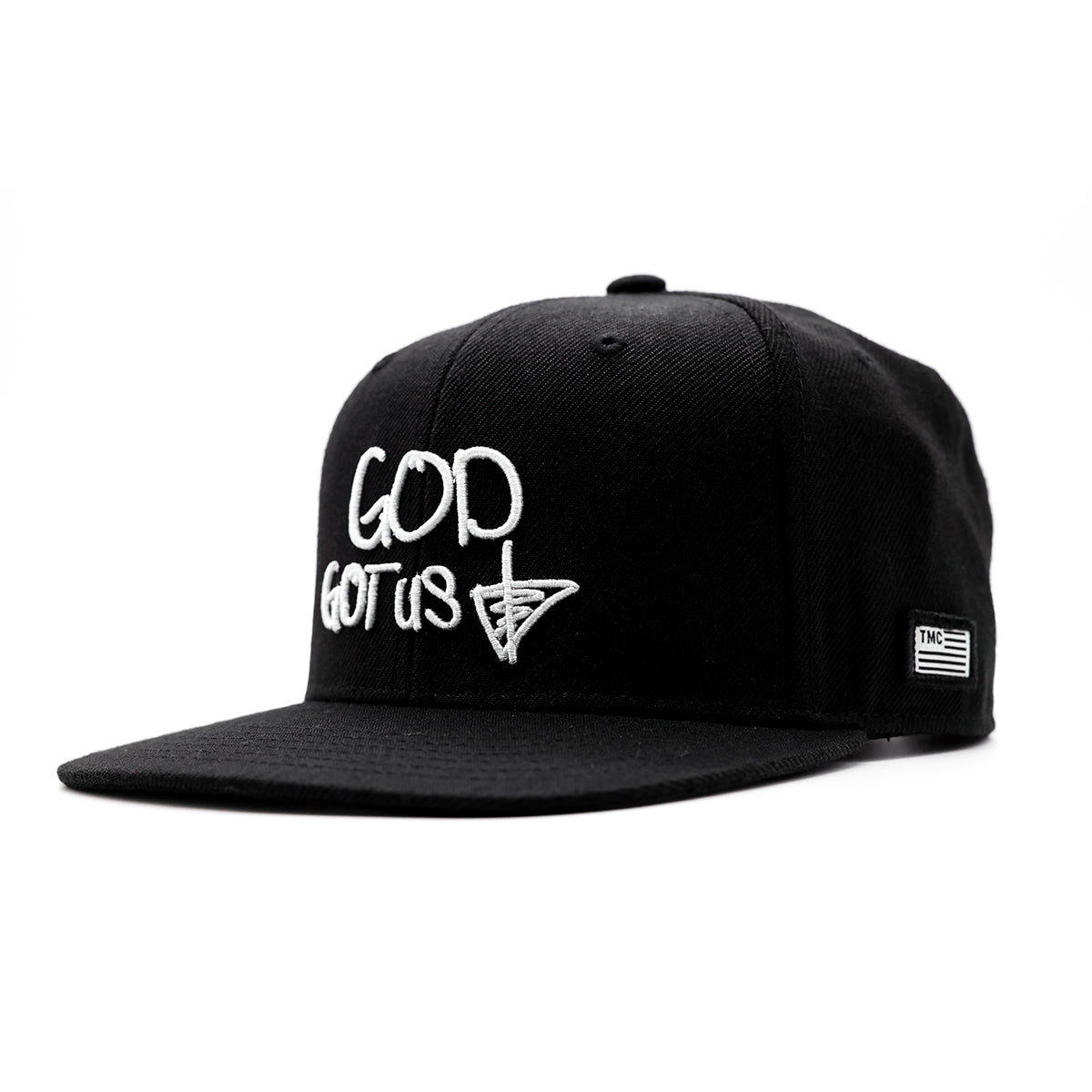 God Got Us Limited Edition Snapback - Black/White - Angle