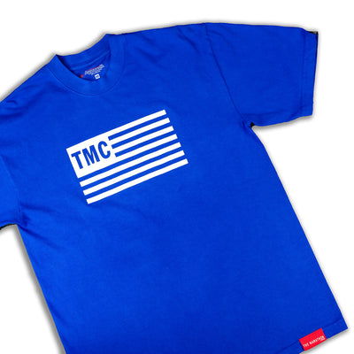 Limited Edition TMC Flag T-Shirt - Royal/Cream - Detail