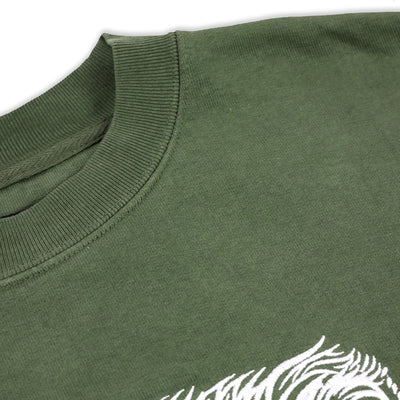 The Marathon Clothing Respect Lion Crew - Olive - Neck