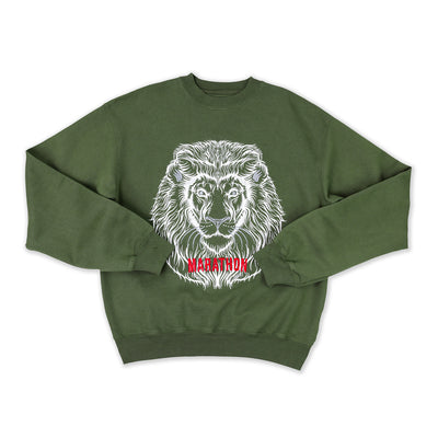The Marathon Clothing Respect Lion Crew - Olive - Front