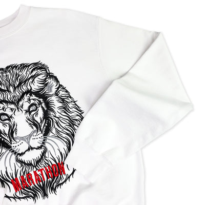 The Marathon Clothing Respect Lion Crew - White - Front Detail