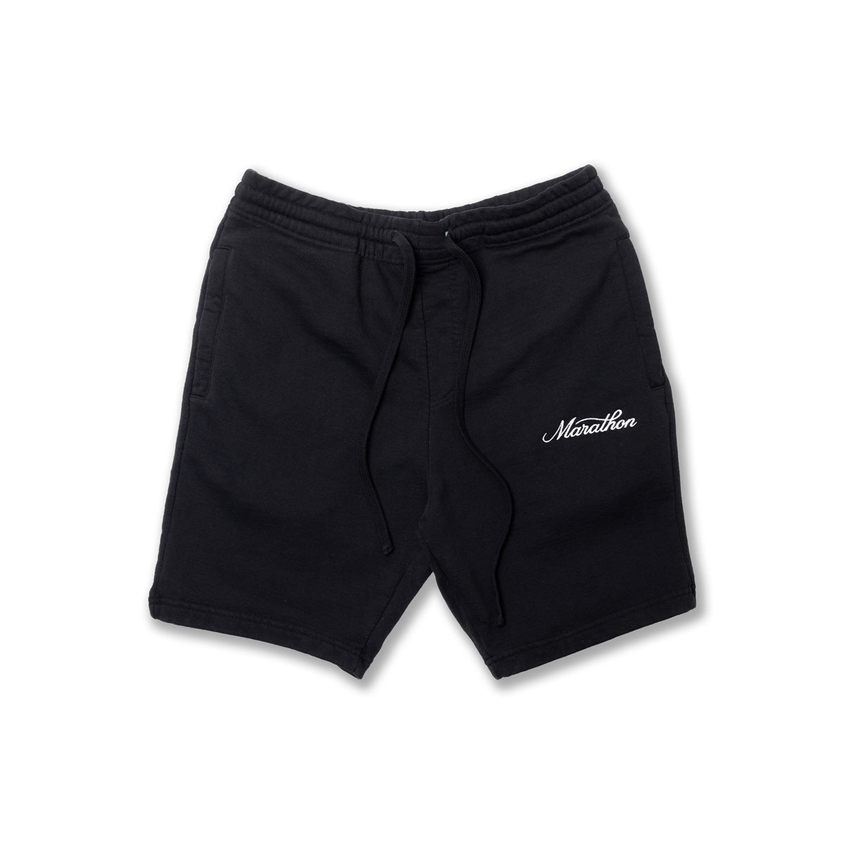 Marathon Classic Script Sweatshorts - Black/White - Front