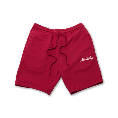 Marathon Classic Script Sweatshorts - Crimson/White - Front