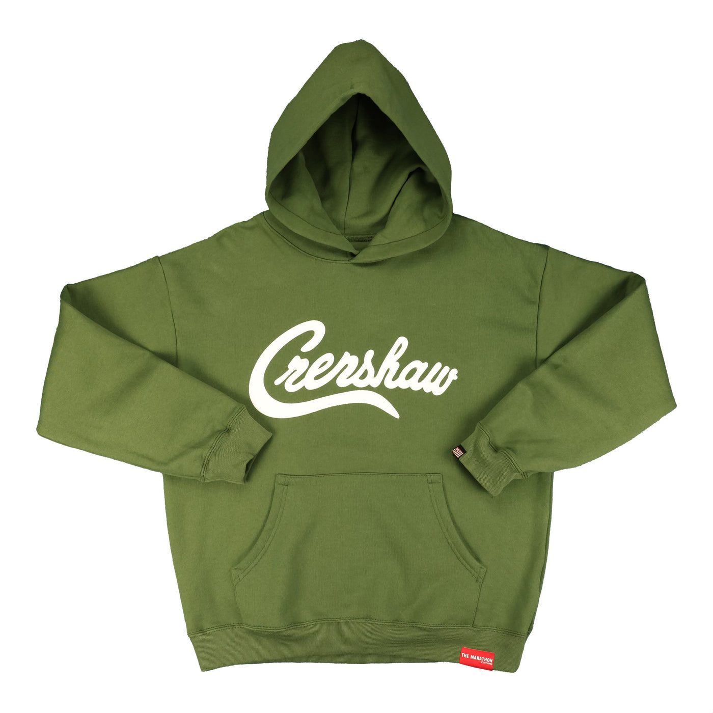 Crenshaw Hoodie - Olive/White - Front