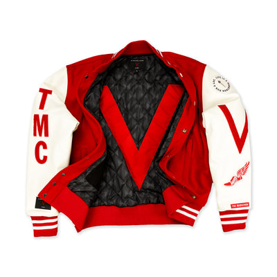 The Marathon Clothing - Crenshaw Letterman Jacket - Red - Open Front