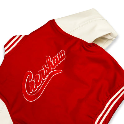 The Marathon Clothing - Crenshaw Letterman Jacket - Red - Back Detail