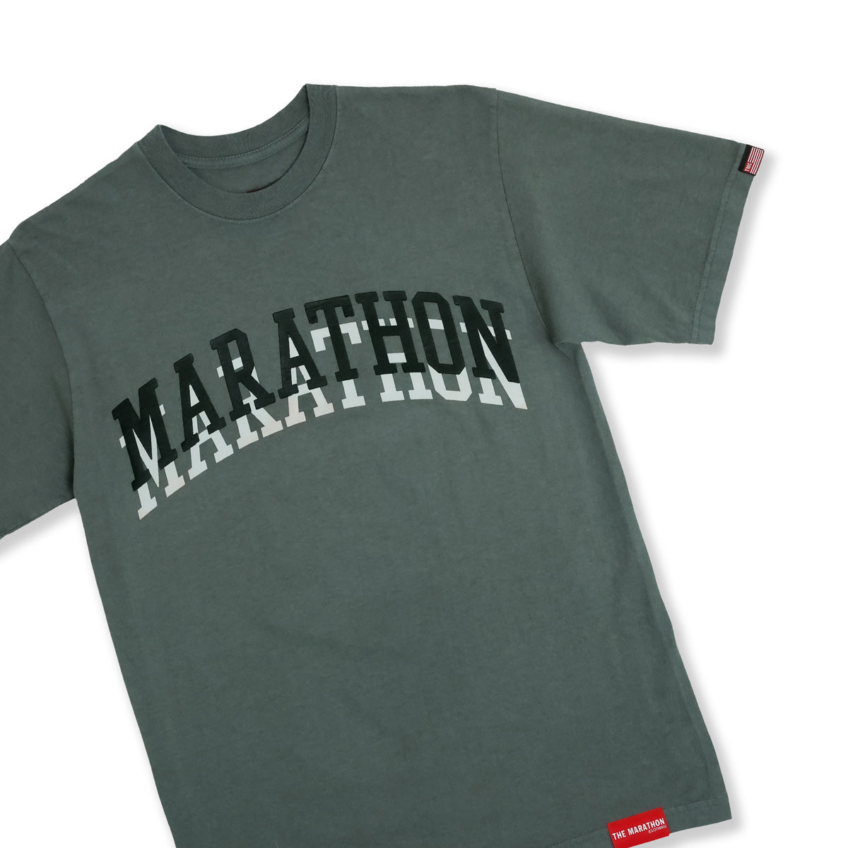 Marathon Double Arch T-Shirt - Dark Sage - Front Detail