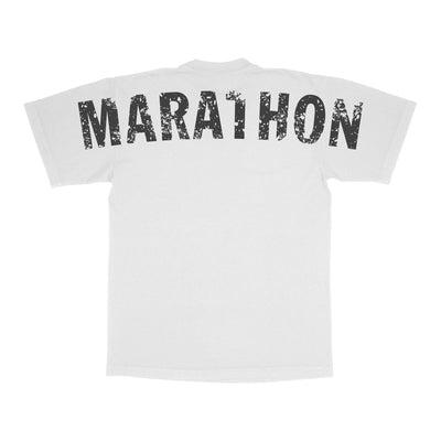 Marathon Double Distressed T-Shirt - White/Black - Back
