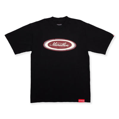 Marathon Emblem T-Shirt - Black/Burgundy - Front