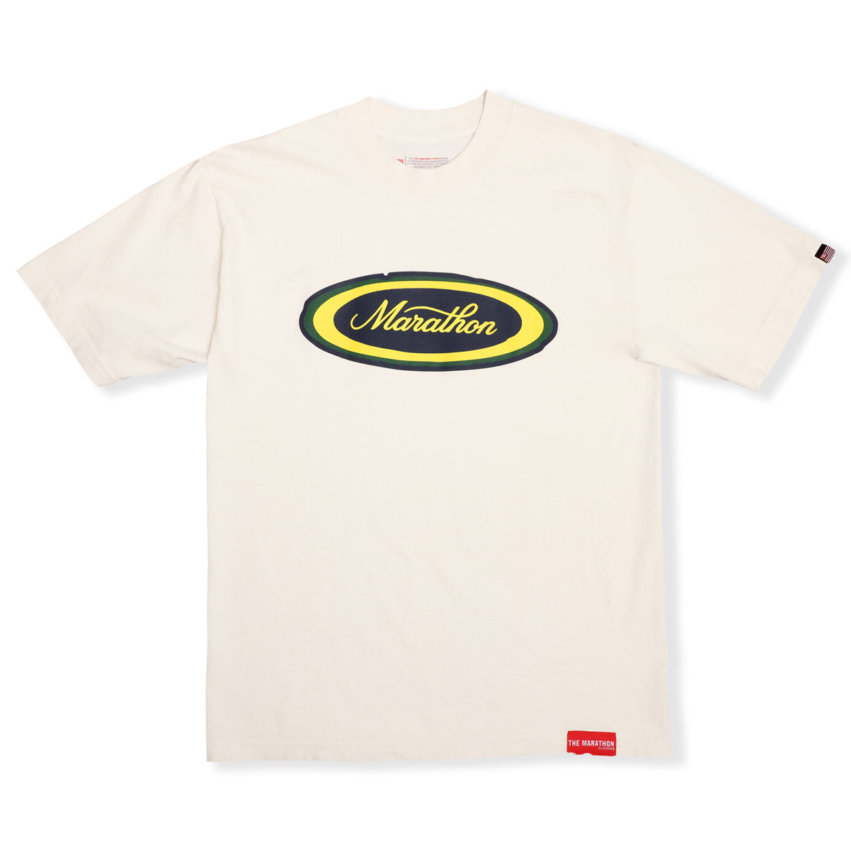 Marathon Emblem T-Shirt - Bone/Navy/Green - Front