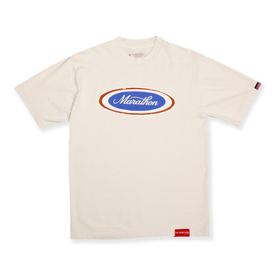 Marathon Emblem T-Shirt - Bone/Royal - Front