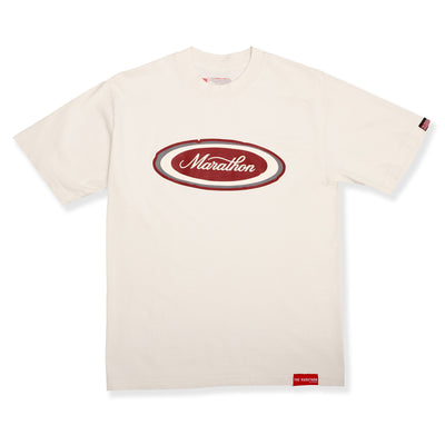 Marathon Emblem T-Shirt - Bone/Burgundy - Front