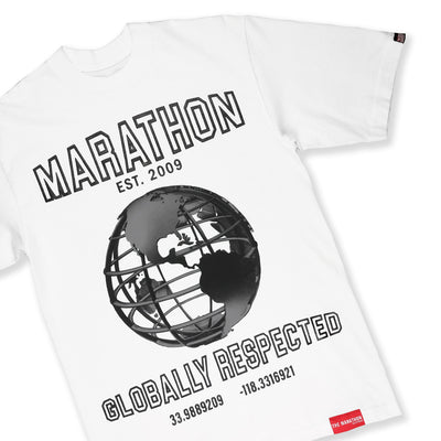 Marathon Globally Respected T-Shirt - White/Black - Front Detail