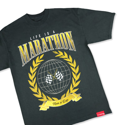Marathon Vintage Mantra T-Shirt - Vintage Black/Gold - Chest Detail