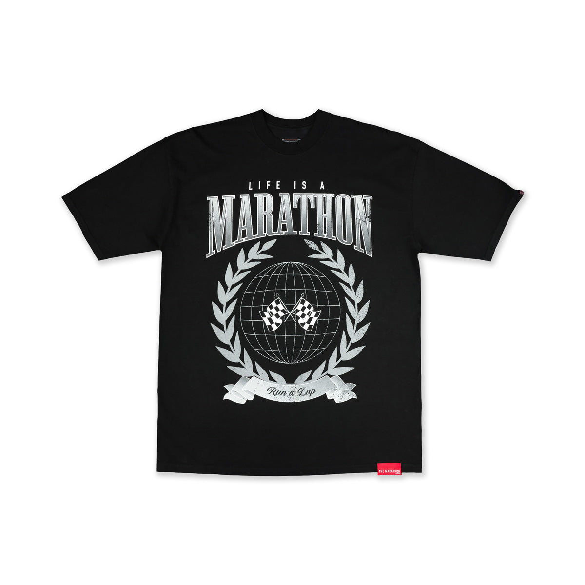Marathon Vintage Mantra T-Shirt - Black/Silver - Front