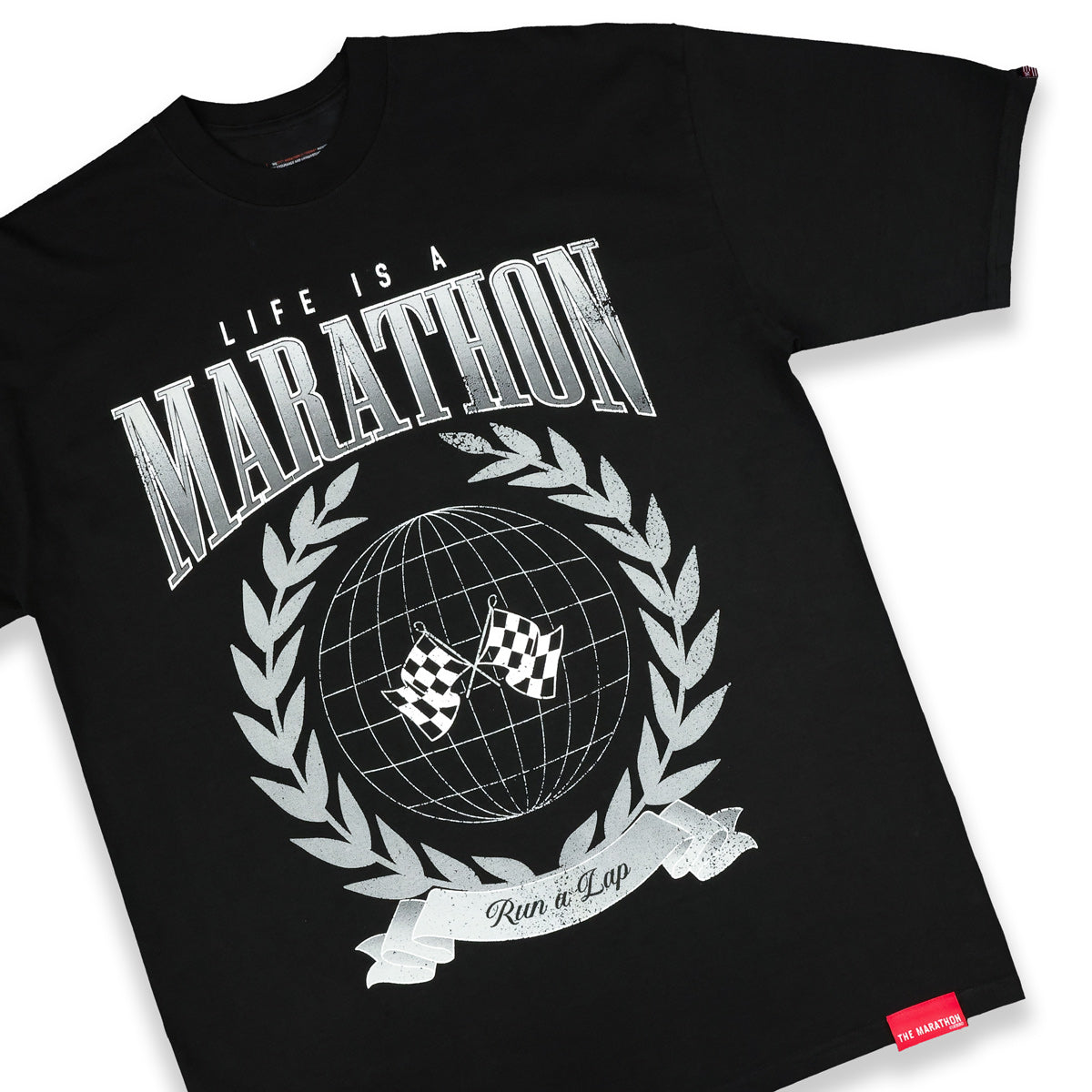 Marathon Vintage Mantra T-Shirt - Black/Silver - Front - Detail 1