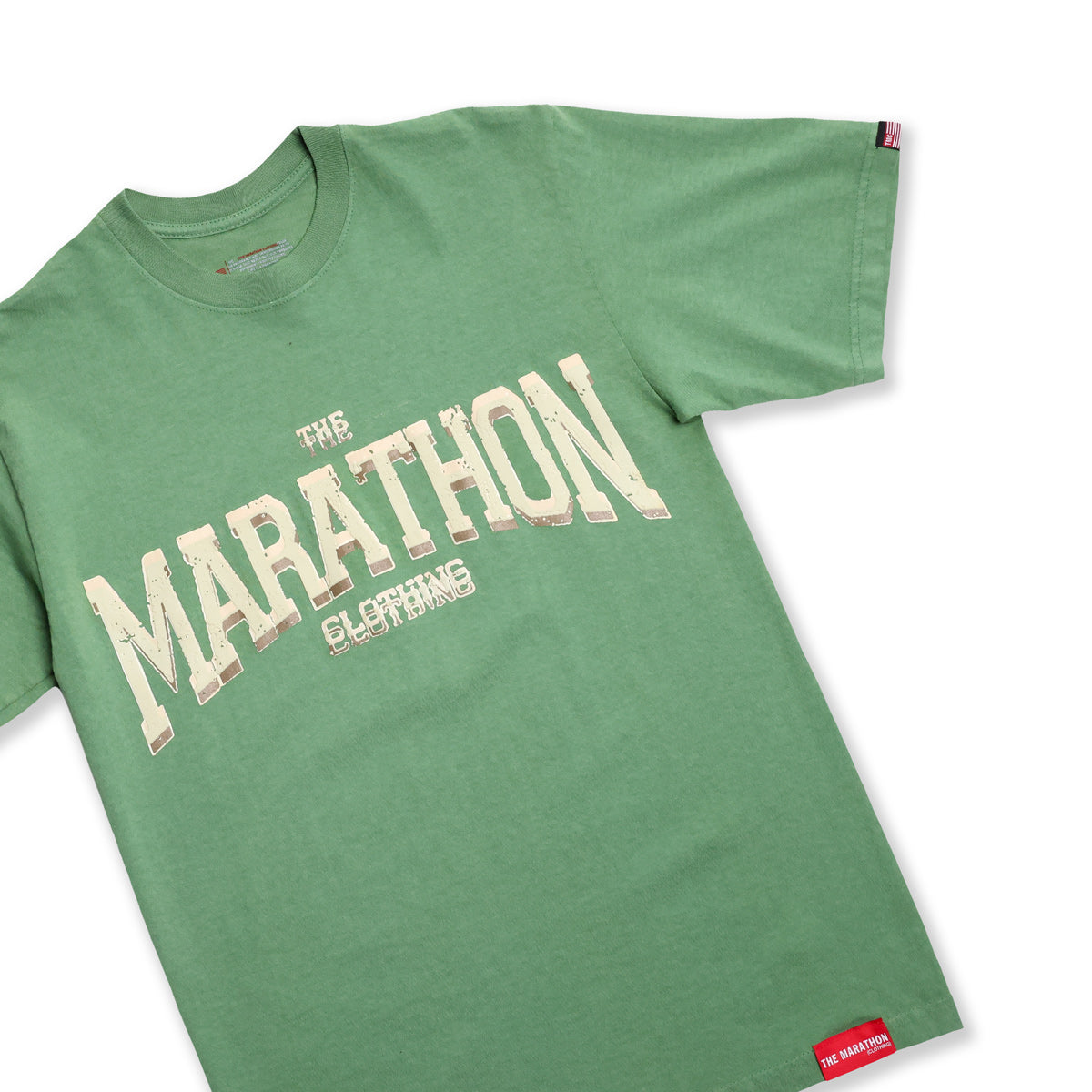 Marathon Clothing Beveled T-Shirt - Green Sage - Front Detail