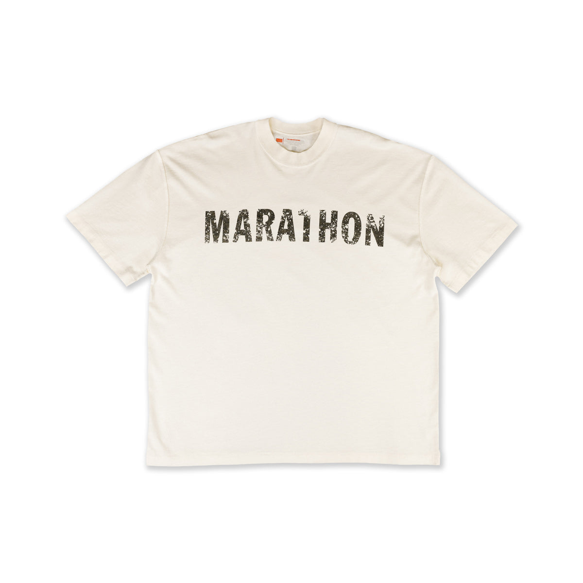 Marathon Distressed T-Shirt - Bone/Black - Front