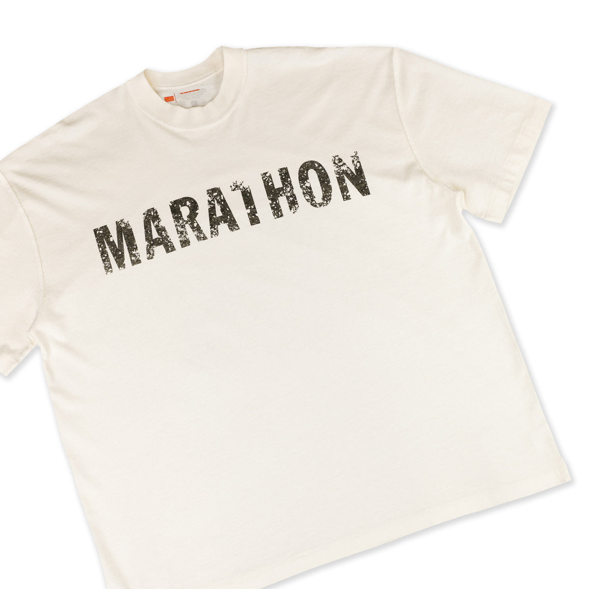 Marathon Distressed T-Shirt - Bone/Black - Chest Detail
