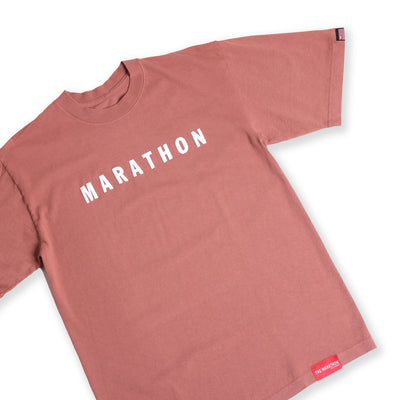 Marathon Hero T-Shirt - Light Mahogany/White - Detail
