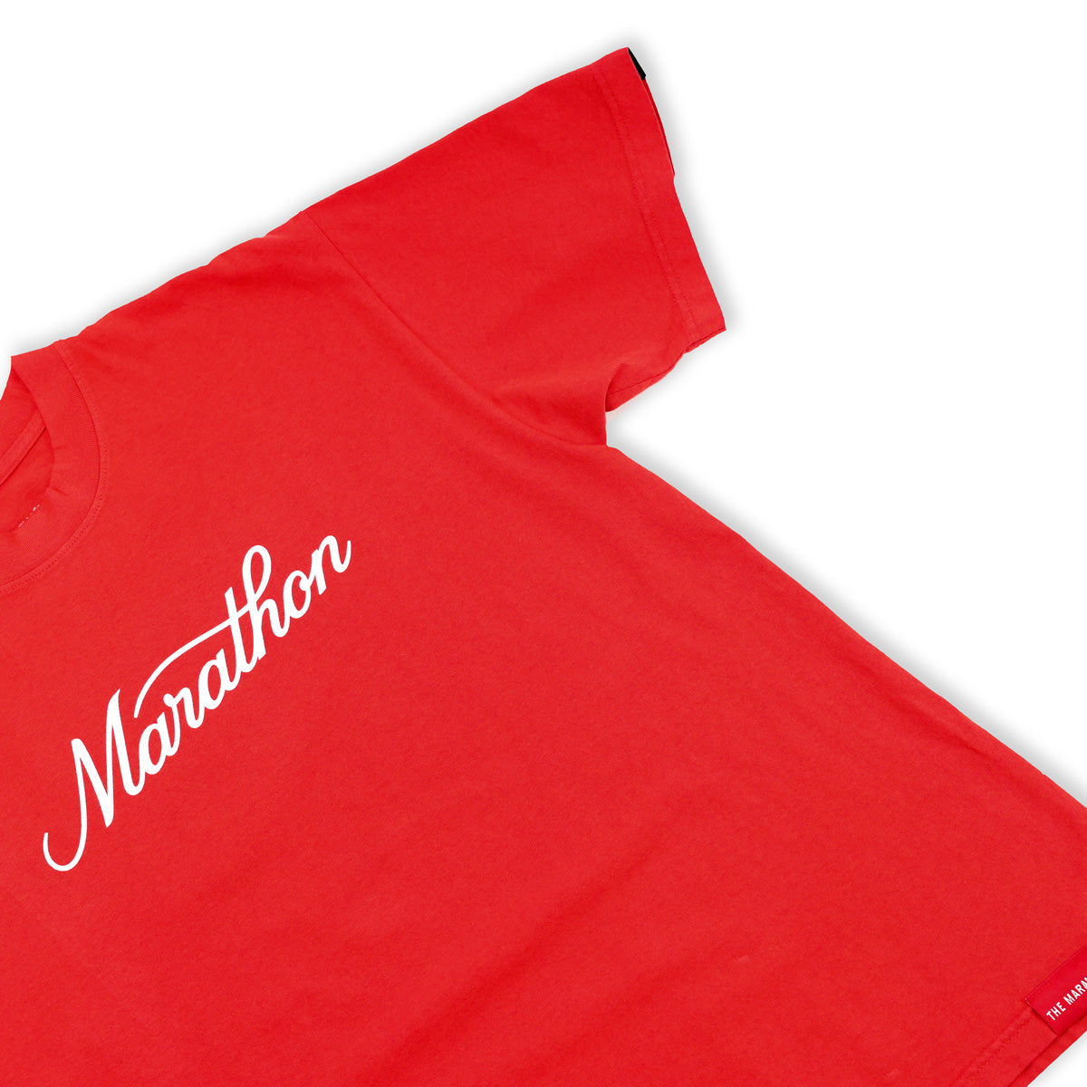 Marathon Classic Script T-Shirt - Red/White - Detail