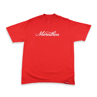 Marathon Classic Script T-Shirt - Red/White - Front