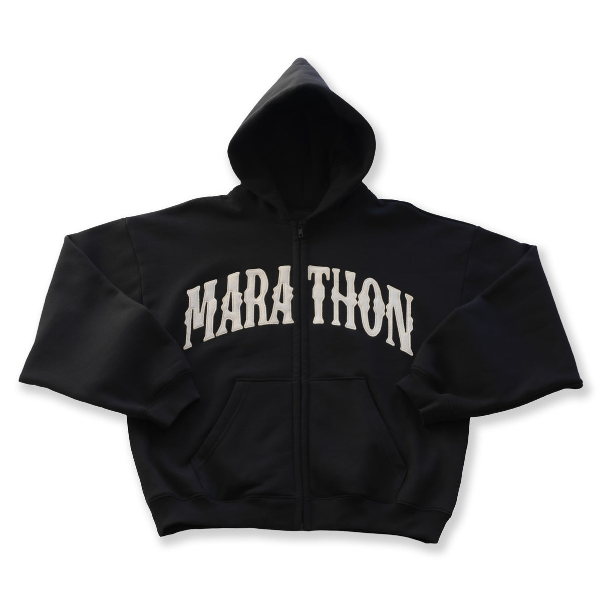 Vintage Arch Zip Up Hoodie - Black