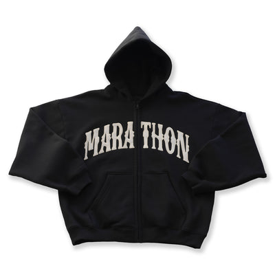 Vintage Arch Zip Up Hoodie - Black