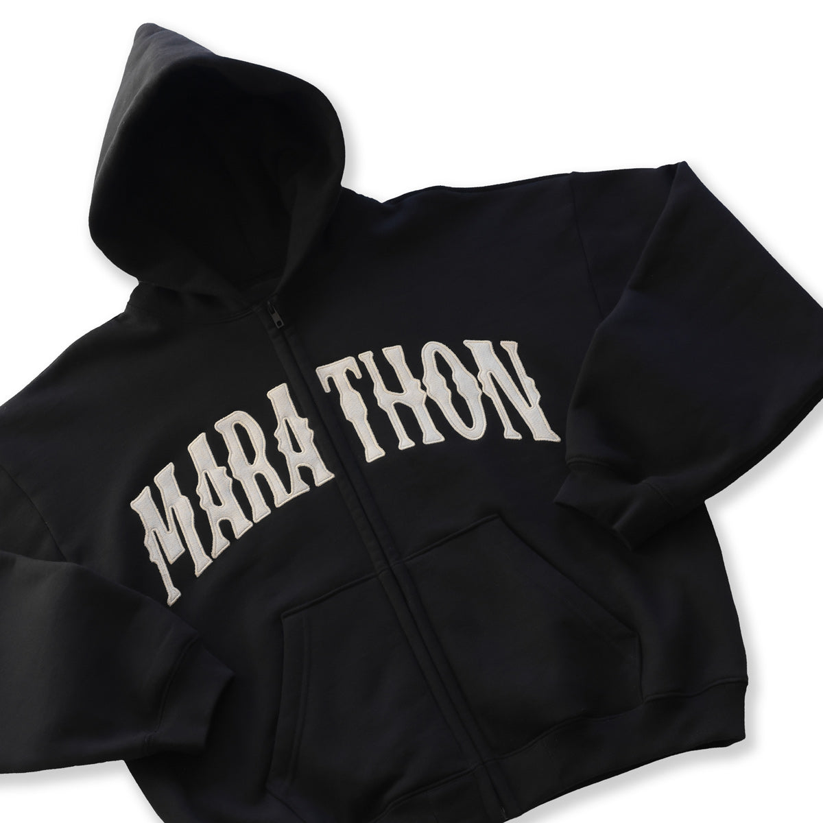 Vintage Arch Zip Up Hoodie - Black